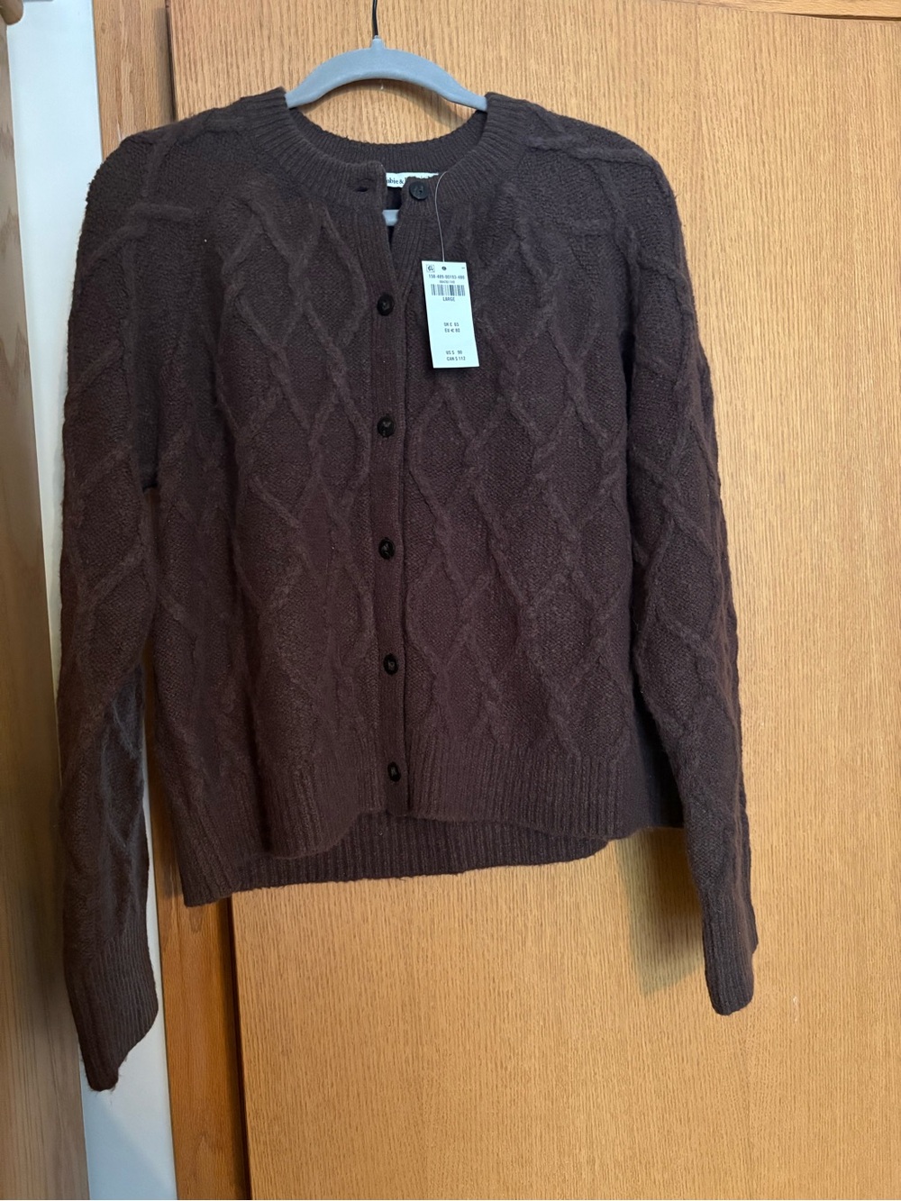 Abercrombie & Fitch Dark Brown Cable-Knit Button Cardigan